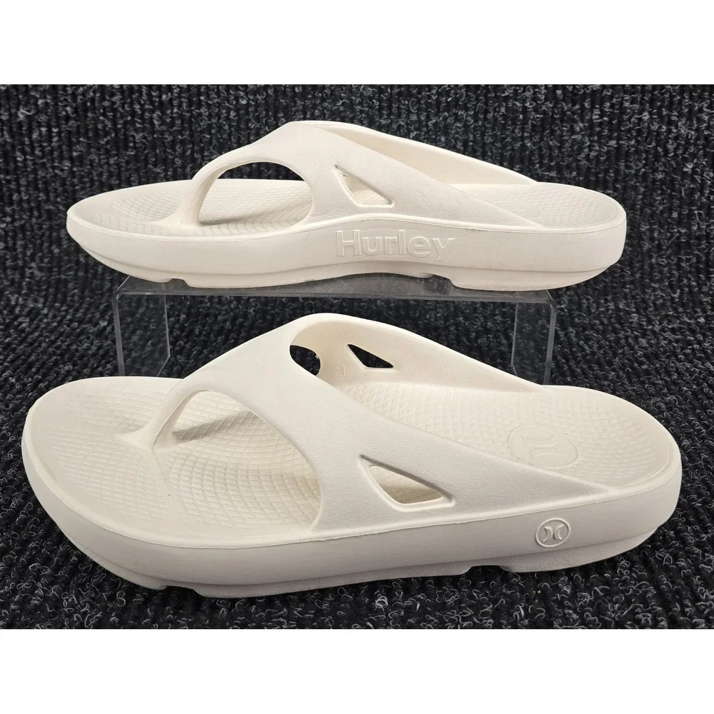 Hurley Injection Flip-Flop Men's 10 Cream Cushy Thong Sandal Beach Coastal‎